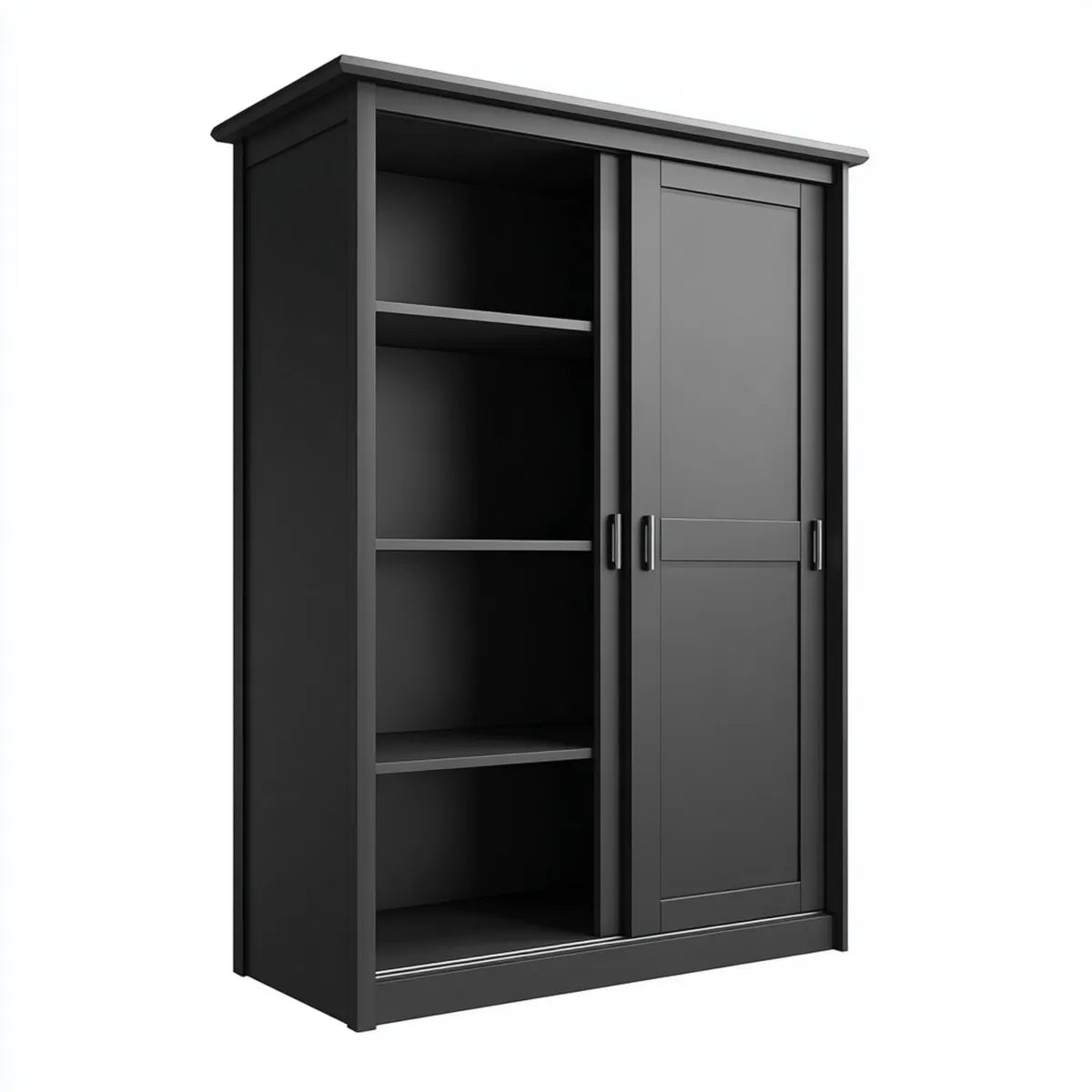 Armadio guardaroba con ante scorrevoli nero 120 x 50 x 180 cm in pannello di particelle rettangolare