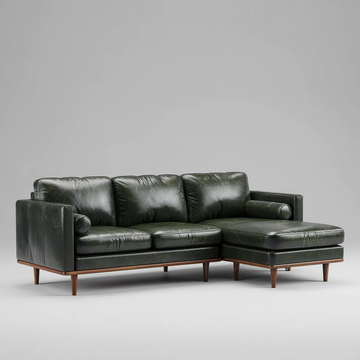 Divano angolare con chaise longue verde scuro in pelle PU 250 x 160 x 86 cm