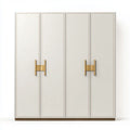 Armadio guardaroba 4 ante bianco avorio e oro in MDF rettangolare 200 x 60 x 220 cm