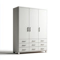 Armadio guardaroba bianco a 3 ante con 9 cassetti in pannello truciolare 150 x 55 x 200 cm rettangolare