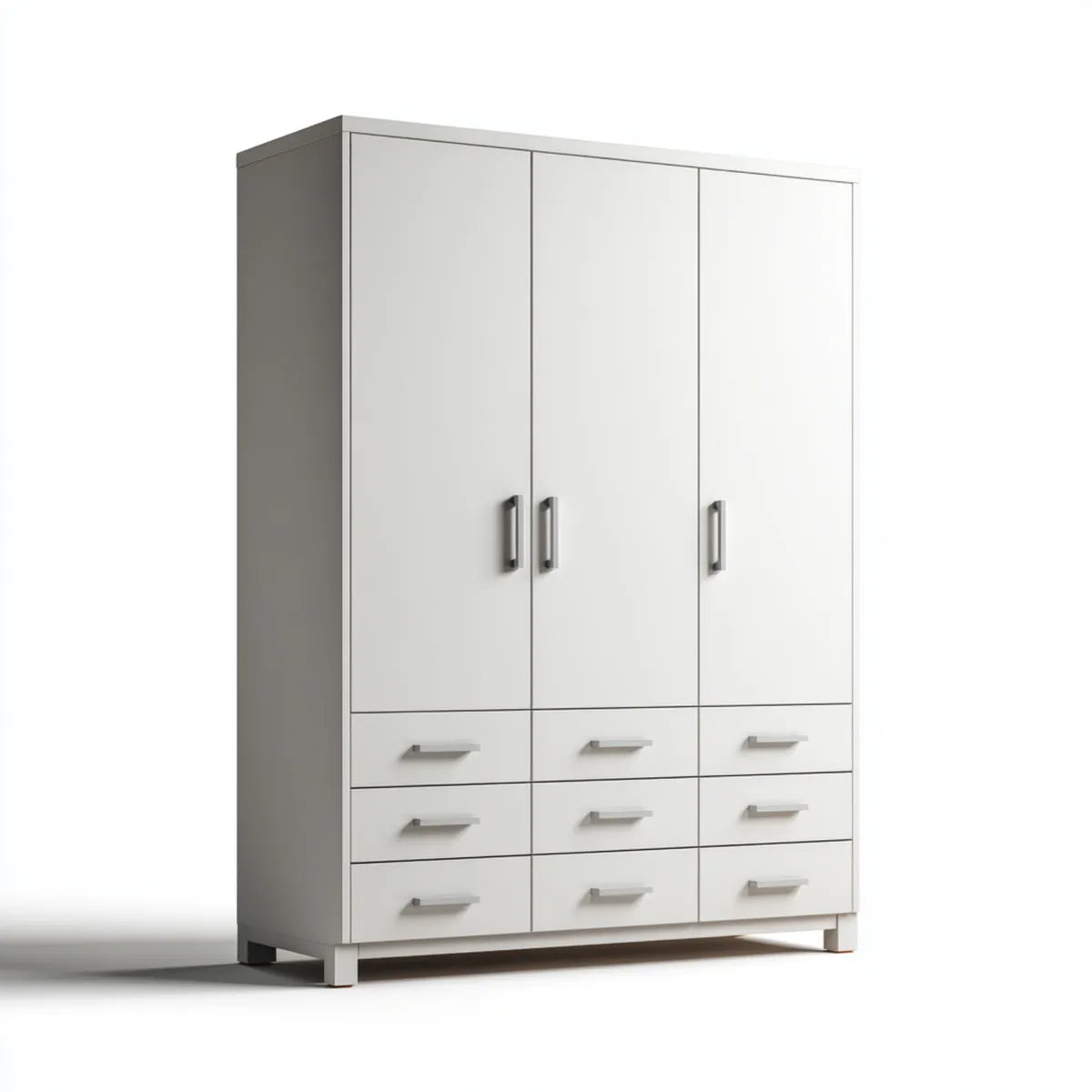 Armadio guardaroba bianco a 3 ante con 9 cassetti in pannello truciolare 150 x 55 x 200 cm rettangolare