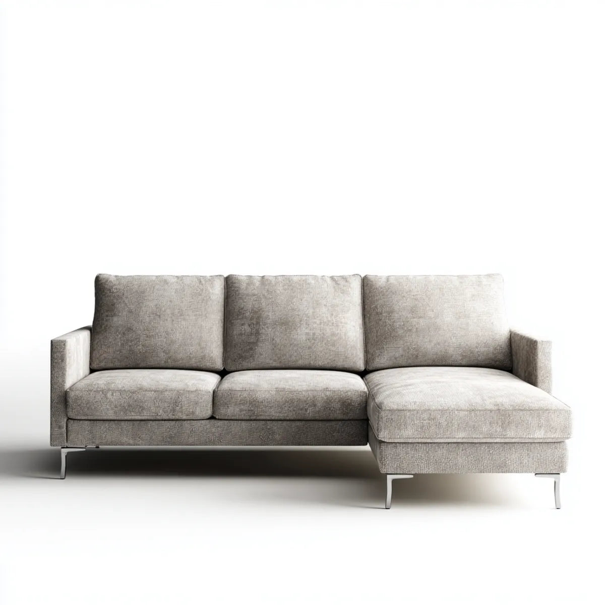 Divano angolare 3 posti con chaise longue destra grigio tortora in poliestere 260 x 160 x 85 cm