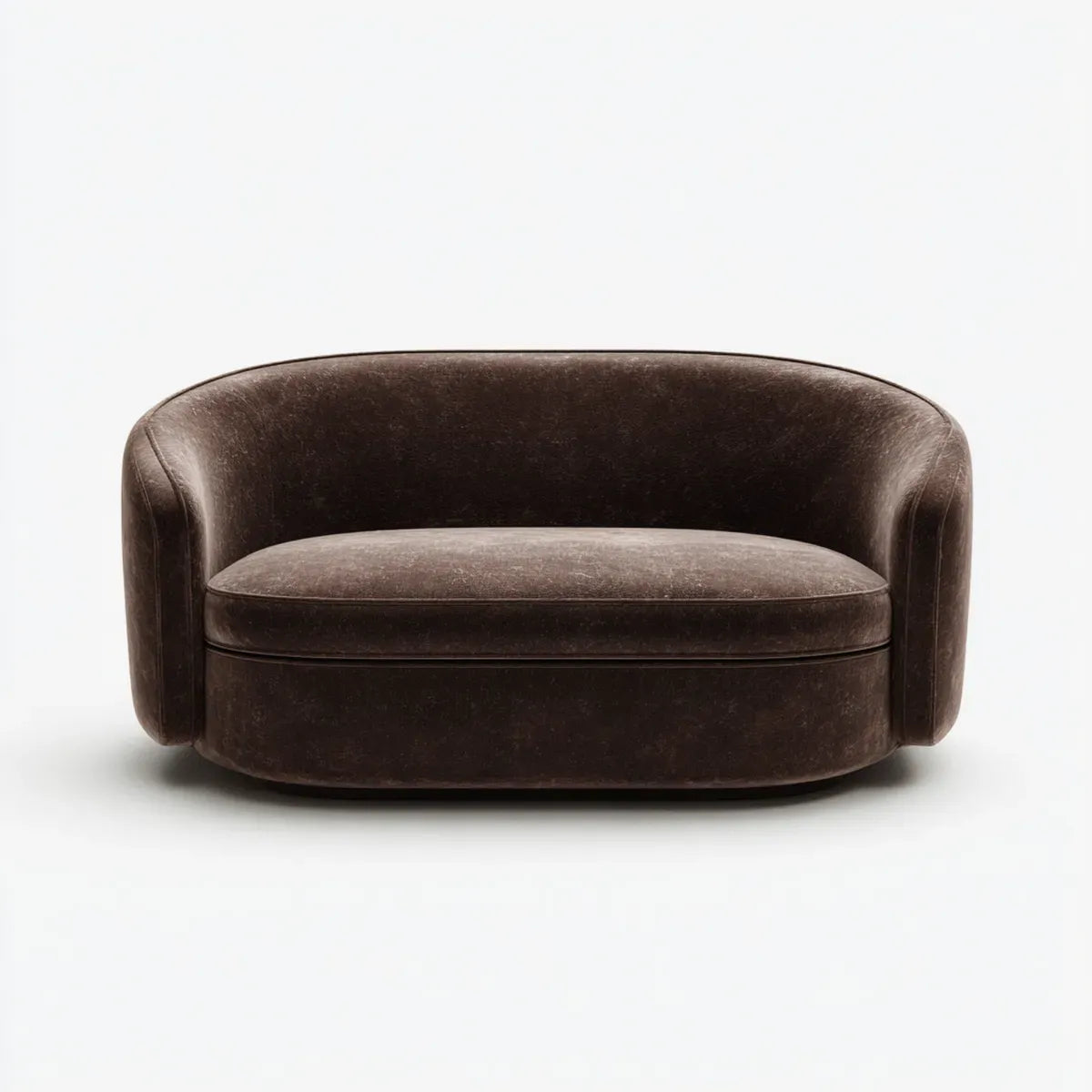 Divanetto 2 posti marrone scuro in pelle sintetica PU dalla forma arrotondata 160 x 88 x 72 cm